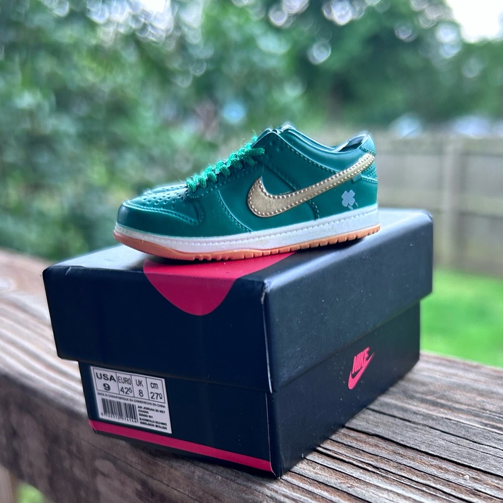 MINI Nike Green and Gold Low-Top Sneaker with Pink Gum Outsole